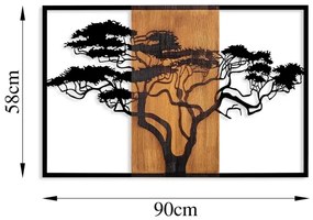 Decorațiune de perete 90x58 cm lemn/metal copac