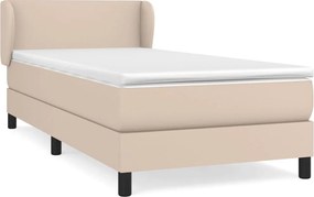 vidaXL Pat box spring cu saltea, cappuccino, 80x200 cm piele ecologică