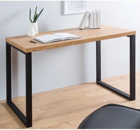 Birou design industrial Black Desk 120cm, negru/ stejar