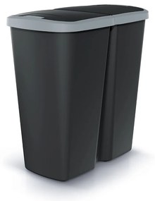 Coș de gunoi DUO negru, 45 l, gri/negru