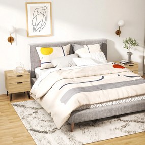 HOMCOM Set de 2 Noptiere cu 2 Sertare pentru Dormitor sau Camera de Zi, 40x40x50 cm, Lemn Natural | Aosom Romania