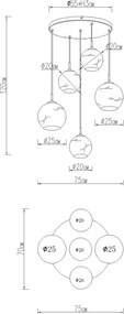 Globo 15999M-5HR - Lustru pe cablu RAGUSA 5xE27/60W/230V diam. 75 cm