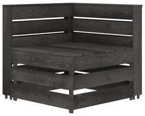 Canapea de gradina cu 4 locuri, gri, lemn de pin tratat
