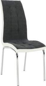 Scaun bucatarie GERDA NEW, gri inchis/alb, piele ecologica/metal, 42x5