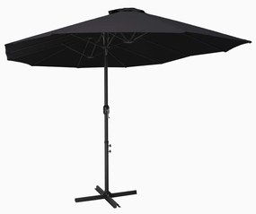 vidaXL Umbrelă de soare exterior cu stâlp aluminiu, negru, 460x270 cm