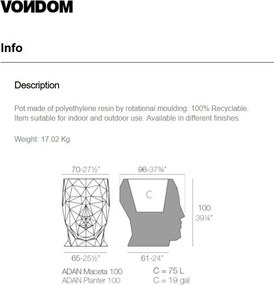 Ghiveci de flori / Jardiniera plante design decorativ modern pentru amenajari interioare si exterioare, ADAN PLANTER 49074R Vondom
