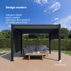 Blumfeldt Pantheon Cortina foișor 3x3 m, rezistent la intemperii, aluminiu, vopsea pulbere, jaluzele