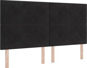 vidaXL Pat cu arc LED cu saltea Negru 180 x 200 cm Catifea