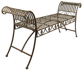 Banca de gradina, verde, din metal, aspect antichizat