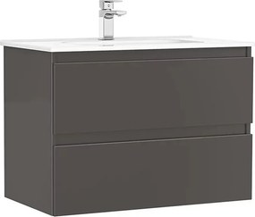 Set dulap baza suspendat Gala Daily antracit 2 sertare cu lavoar 80 cm