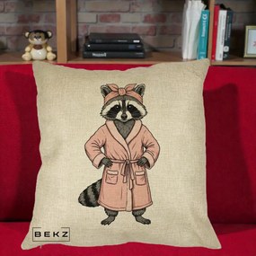 Perna Decorativa Albinuta Kawaii Vesela, 40x40 cm, Crem, Husa Detasabila, Perna Inclusa, BEKZ®