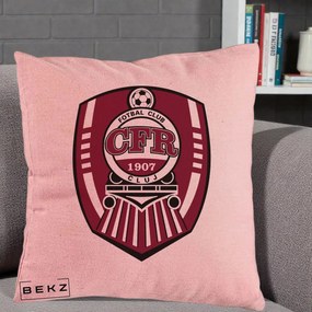 Perna Personalizata CFR Cluj Fotbal Club 1907, 40x40 cm, Roz, Husa Detasabila, Perna Inclusa, BEKZ®