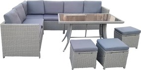 Set mobilier de grădină din ratan VERANO gri