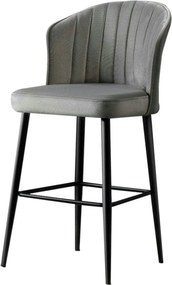 Set 2 scaune bar RUBI, gri/negru, stofa catifelata/metal, 52x42x97 cm