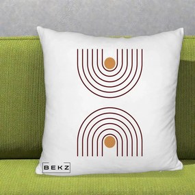 Perna Decorativa Geometric Boho Arc, 40x40 cm, Alb Pufos, Husa Detasabila, Perna Inclusa, BEKZ®