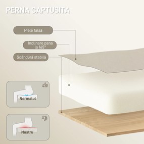 Scaun de Birou HOMCOM Reclinabil la 155° cu Suport pentru Picioare, Dublă Căptușeală și Acoperire în Piele Falsă, Bej | Aosom Romania