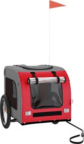 vidaXL Remorcă bicicletă animale companie, roșu/gri textil oxford/fier