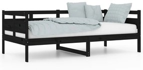 820311 vidaXL Pat de zi, negru, 90x190 cm, lemn masiv de pin