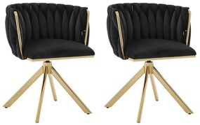 Set de 2 scaune pivotante din catifea, Negru | Aosom Romania