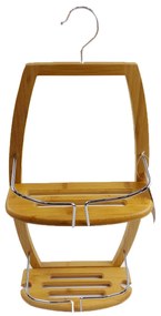 Raft baie, Lemn/Metal, 2 nivele, 61x27cm, Maro