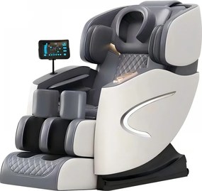 Fotoliu de masaj AULUS, Incalzire, Tableta touch screen, Controler rapid cotiera, Zero Gravity, Moduri Automate, Suport Picioare extensibil, Piele Ecologica Premium, Gri