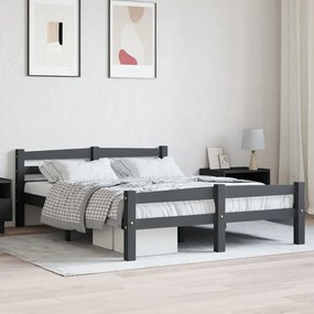 322091 vidaXL Cadru de pat, gri închis, 120x200 cm, lemn masiv de pin