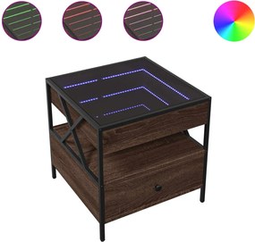 vidaXL Măsuță de cafea cu LED infinity, stejar maro, 50x50x51 cm