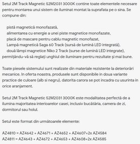 Set 2 metri sina magnetica monofazata cu iluminat inclus Alfa 52M2031WH alb, 3000K
