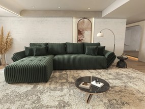 Colțar extensibil dumonde cu ladă de depozitare si sezut confortabil din spuma high-density, Berlin XL Ambience Green 350x185 cm