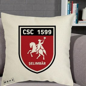 Perna Personalizata CSC 1599 Selimbar Fotbal, 40x40 cm, Ecru, Husa Detasabila, Perna Inclusa, BEKZ®