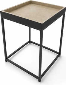 Masuta YAVA, stejar natural/negru, 42x42x49 cm