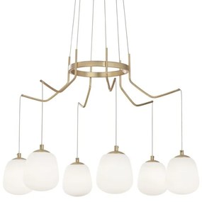 Lustra cu 6 pendule design modern KAROUSEL SP6, alama 206387