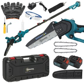Outsunny Mini troncăouă uzdingțăță 8 polec 6000mAh 580W elăguęu un fil pour branches și jardin perche telescopique bleu | Aosom Romania