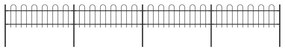 Gard de gradina cu varf curbat, negru, 6,8 x 0,6 m, otel 1, 0.6 m, 6.8 m