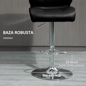 HOMCOM Set 2 Taburete de Bar Pivotante, Design Modern, Imitație Piele, 50x55,5x93-114 cm, Negru, Confortabil | Aosom Romania