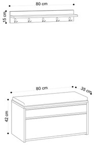 Cuier de perete BOBY 15x80 cm + pantofar 42x80 cm maro/negru