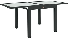 Outsunny Masă Extensibilă de Grădină de Dimensiuni Mari dim. desfășurate 160 x 80 x 75 cm Aluminiu Blat Sticlă Securizată Transparent | Aosom Romania