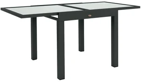 Outsunny Masă Extensibilă de Grădină de Dimensiuni Mari dim. desfășurate 160 x 80 x 75 cm Aluminiu Blat Sticlă Securizată Transparent | Aosom Romania
