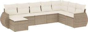 vidaXL Set canapele de grădină, 8 piese, cu perne, bej, poliratan