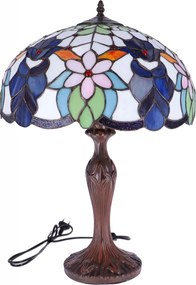 Lampa de masa Tiffany Blueflower h 62 cm, abajur 40 cm