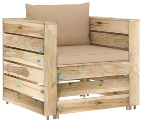 3074534 vidaXL Set mobilier grădină, 2 piese, cu perne, verde, lemn impregnat