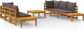 vidaXL Set mobilier grădină perne gri închis, 5 piese, lemn acacia