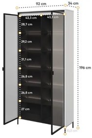 Vitrina cu 2 usi LED alb Moody