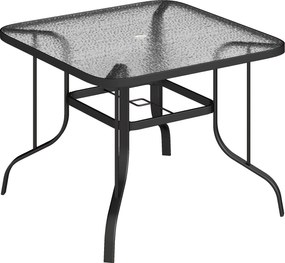 Outsunny Masă de Grădină pentru 4 Persoane cu Gaură pentru Umbrelă Ø54 mm, 96,5x96,5x70 cm, Negru | Aosom Romania