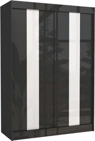 Dulap cu usi glisante 150x215 cm, Karen, ADRK Furniture (Culoare: Alb / Negru Lacobel)