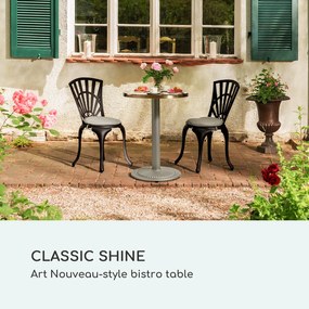 Patras Jewel, masă din marmură, stil Art Nouveau, Ø: 57,5 ​​cm, înălțime: 75 cm, suport din fontă