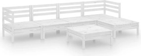 vidaXL Set mobilier de grădină, 6 piese, alb, lemn masiv de pin