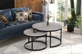 Măsuță de cafea 2in1 OKIN – 75x75x43 cm – Negru / Beton