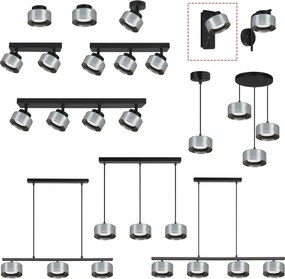 Brilagi - Lampă de perete AURA LUX cu port USB 1xGX53/30W/230V, negru/fumuriu