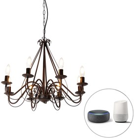 Candelabru inteligent maro ruginiu cu 8 lumini inclusiv Wifi B35 - Giuseppe